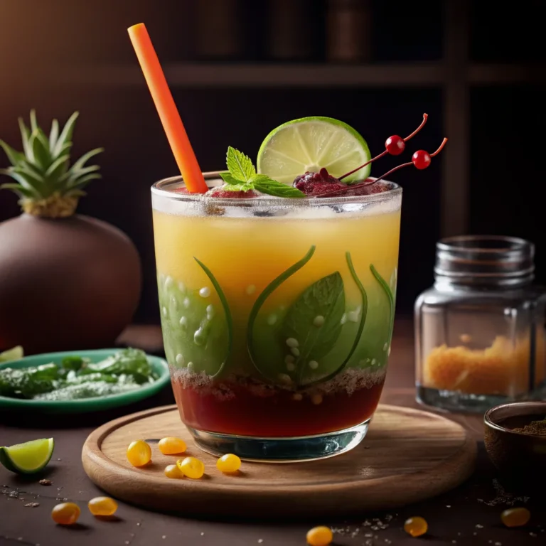 A refreshing glass of Bug Juice camp drink with ice, showcasing its vibrant color and fruity appeal.