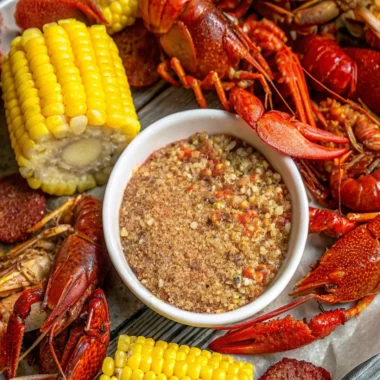 Delicious seafood boil with shrimp, crab, corn, sausage, and seasoned potatoes, showcasing the Ultimate Seafood Boil Seasoning Recipe