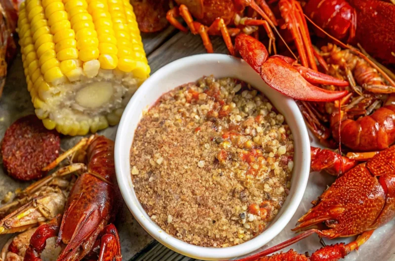 Delicious seafood boil with shrimp, crab, corn, sausage, and seasoned potatoes, showcasing the Ultimate Seafood Boil Seasoning Recipe