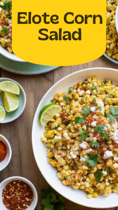 Elote corn salad with grilled corn kernels, cotija cheese, cilantro and lime - easy summer Mexican recipe served in white bowls