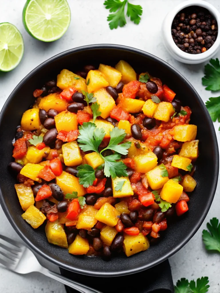 Crispy golden Mexican potatoes garnished with fresh cilantro, sour cream, and lime wedges in a white bowl - perfect summer mexican recipes side dish