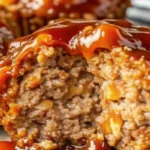 Mini meatloaf muffins glazed with ketchup in a muffin tin, highlighting an easy mini loaf pan recipe for perfectly portioned servings.