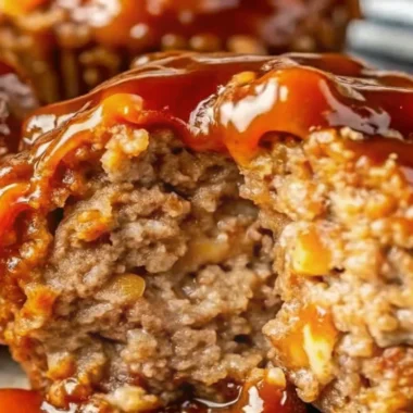 Mini meatloaf muffins glazed with ketchup in a muffin tin, highlighting an easy mini loaf pan recipe for perfectly portioned servings.