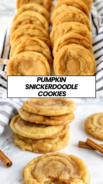 Golden pumpkin snickerdoodle cookies shaped into crispy cones arranged on striped kitchen towel, showcasing fall spiced cookie technique