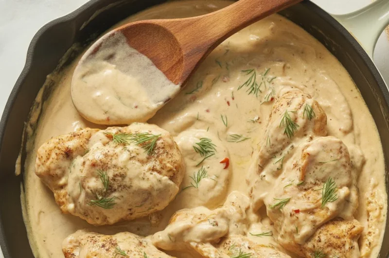 Cream Cheese Chicken with a rich and flavorful sauce on a plate, ready to serve.