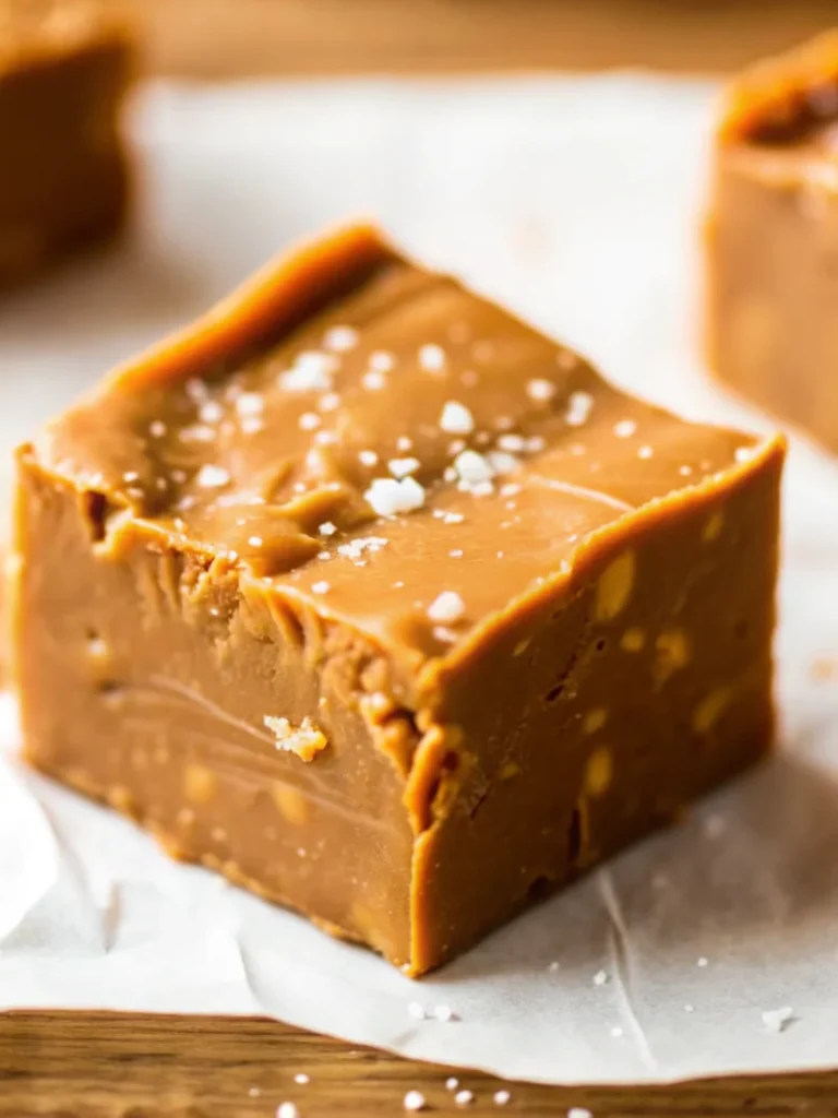 Homemade pumpkin fudge recipe squares with sea salt garnish on parchment paper - creamy fall dessert