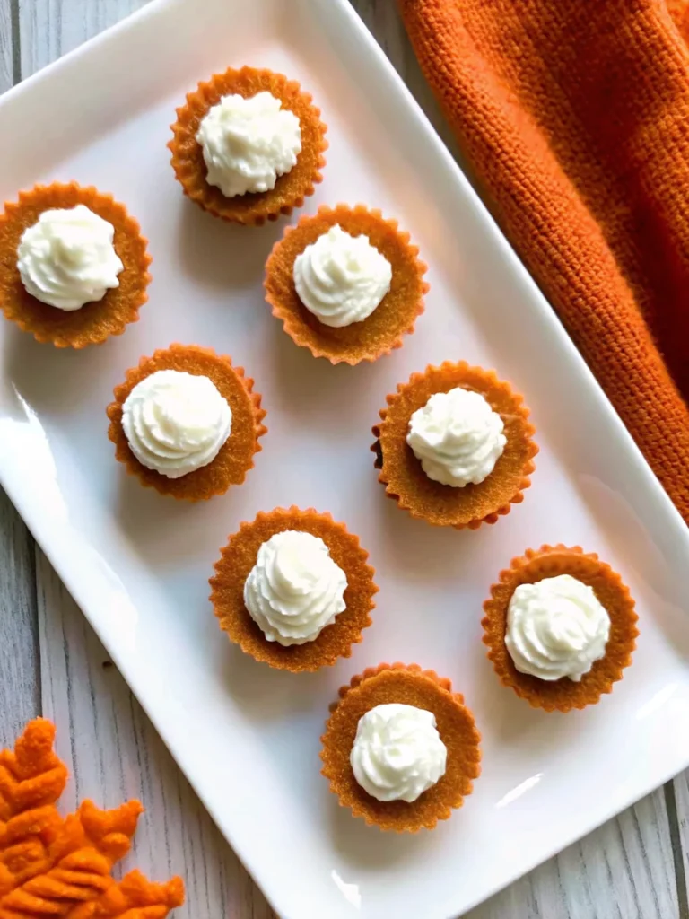 Keto pumpkin recipe mini pies with almond flour crust and sugar-free whipped cream on white plate