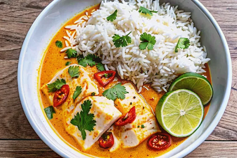 Coconut Lime Fish Curry with Jasmine Rice