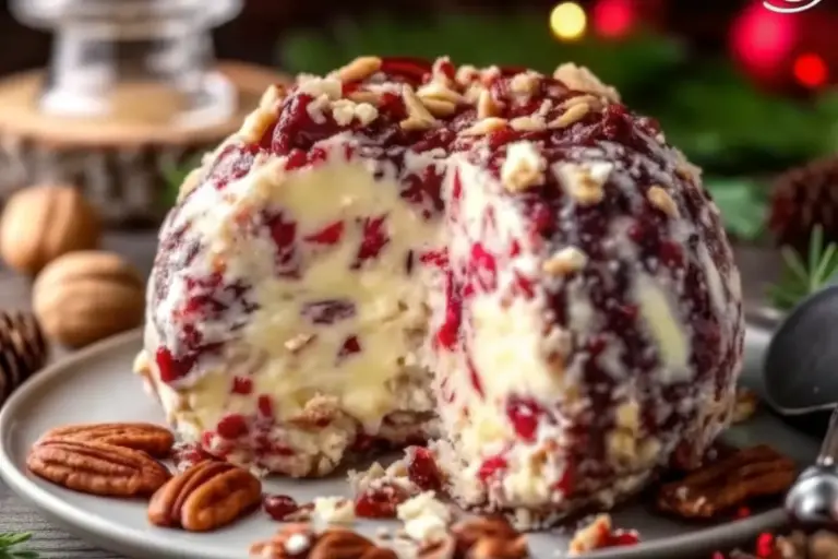 Easy No-Bake Cheese Ball Recipe with Cranberries and Pecans
