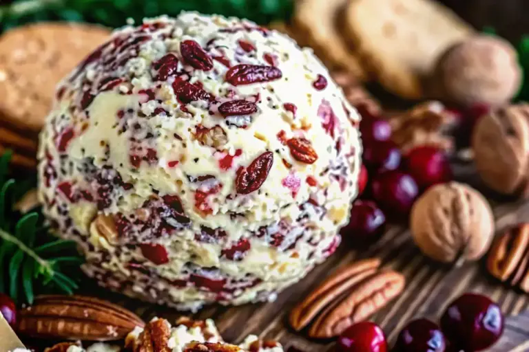 Easy Holiday Cheese Ball with Cranberries & Pecans (No-Bake Recipe)