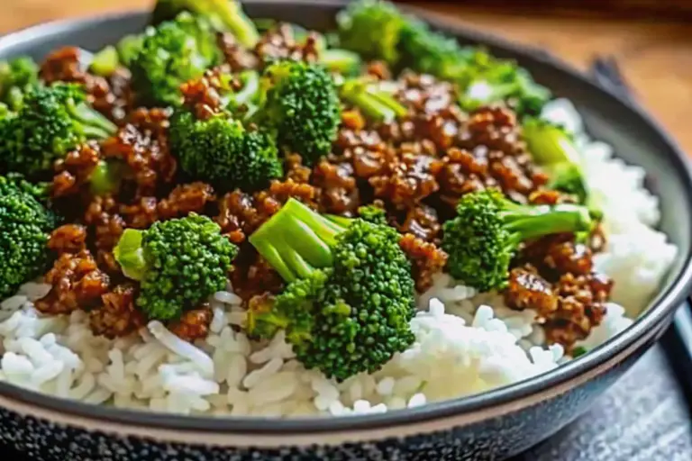 Quick Honey Garlic Ground Beef and Broccoli Over Rice | 20-Minute Meal