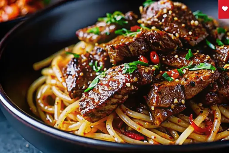 The Perfect Sweet and Spicy Garlic Steak Pasta