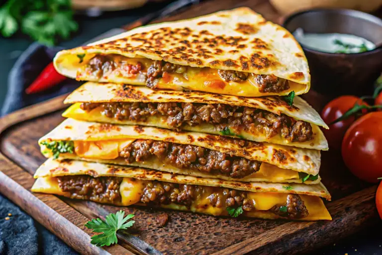 Easy Ground Beef Smashburger Quesadillas recipe