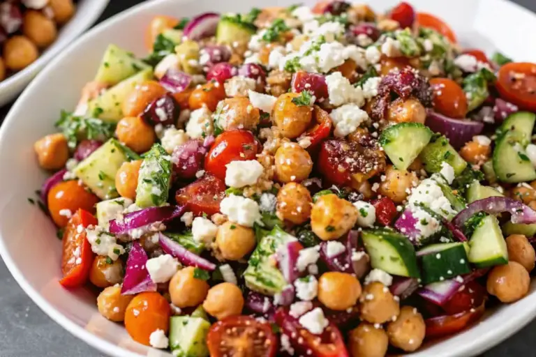 Simple Mediterranean Chickpea Feta Salad