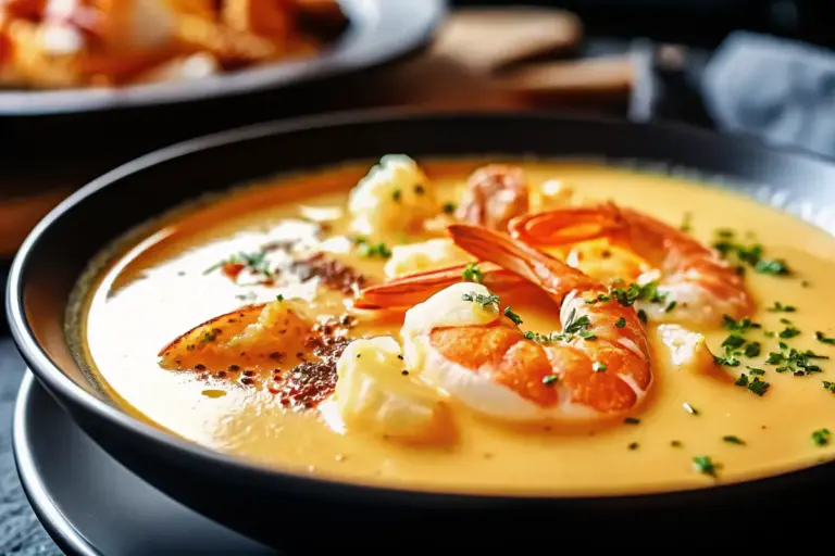 Healthy Seafood Bisque with Crab, Shrimp, and Lobster