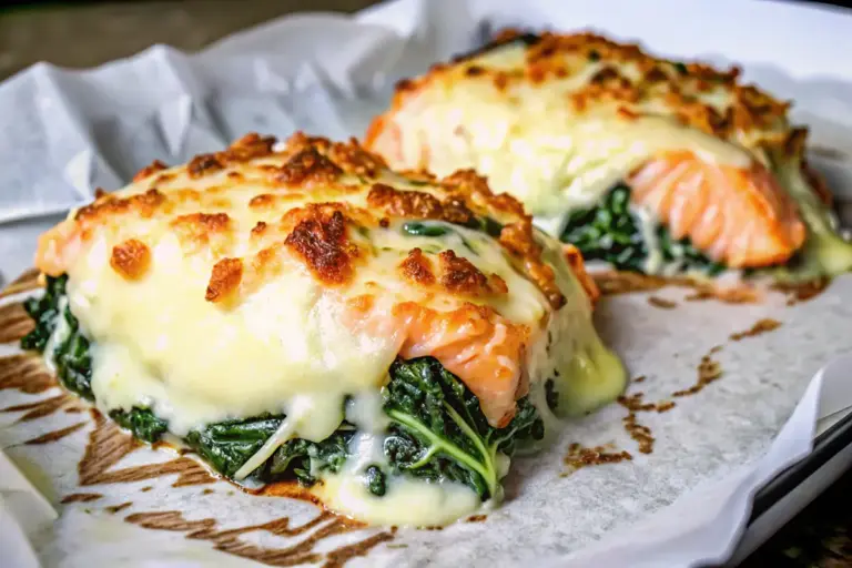 Easy Baked Salmon with Spinach and Mozzarella Bliss