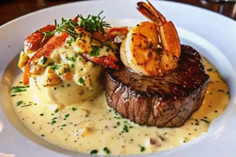 Homemade Creamy Garlic Sauce Surf and Turf Recipe