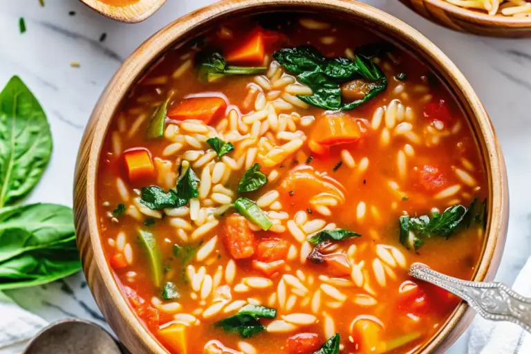 Easy Italian Orzo Spinach Soup Recipe