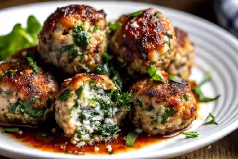Quick Spinach Garlic Meatballs Recipe