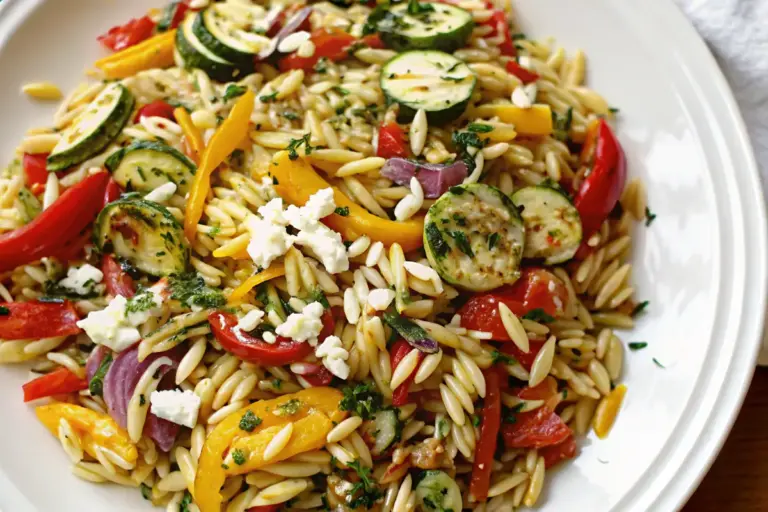 Easy Orzo Salad with Roasted Veggies and Feta Recipe