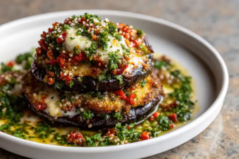 Best Italian Pesto Parmesan Eggplant Stacks