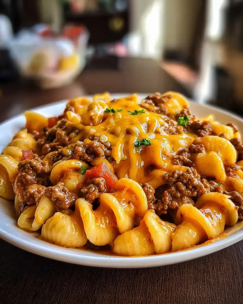 A delicious plate of 5-Ingredient Cheesy Taco Pasta: Quick, Comforting Magic