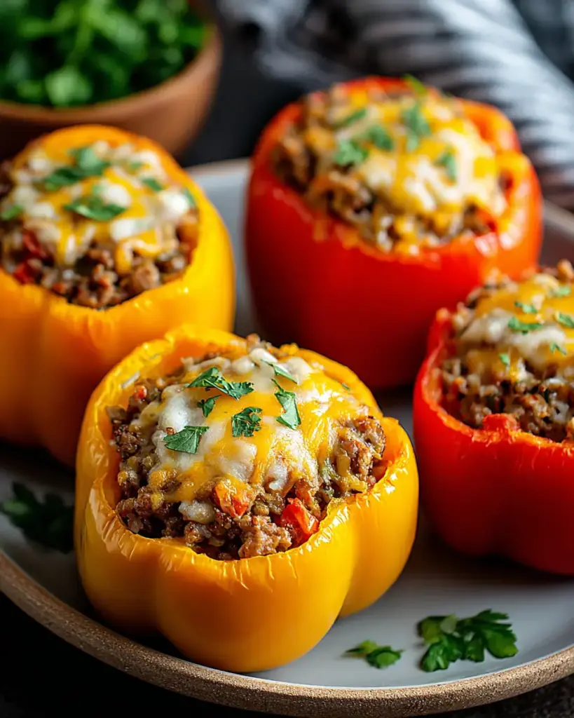 A delicious plate of Air Fryer Stuffed Peppers: A Quick, Flavorful Delight!