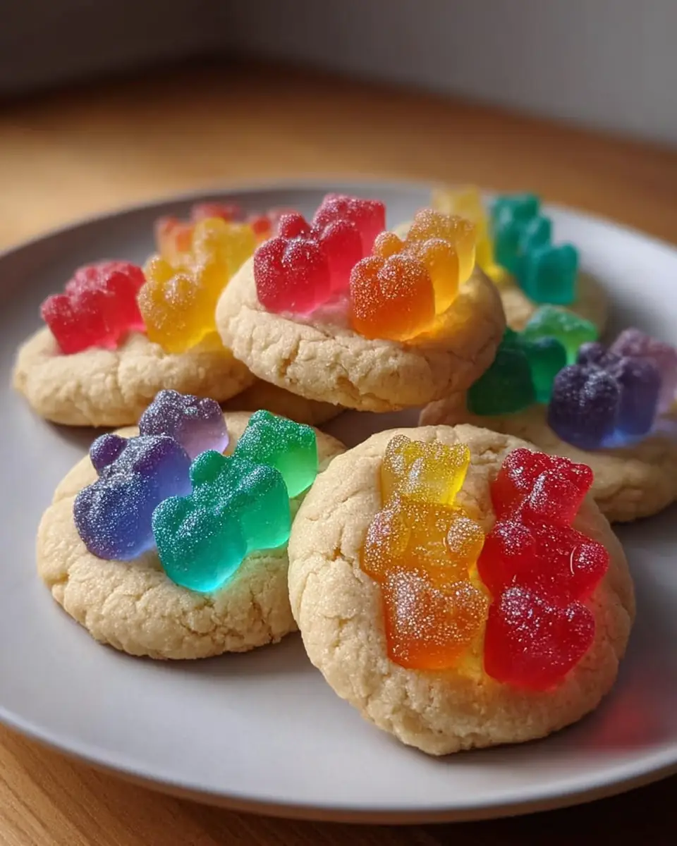 A delicious plate of Amazing 10 Rainbow Gummy Bear Cookies Taste