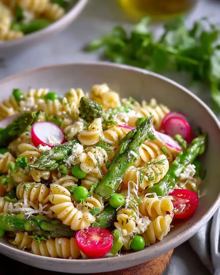 A delicious plate of Asparagus Pasta Salad