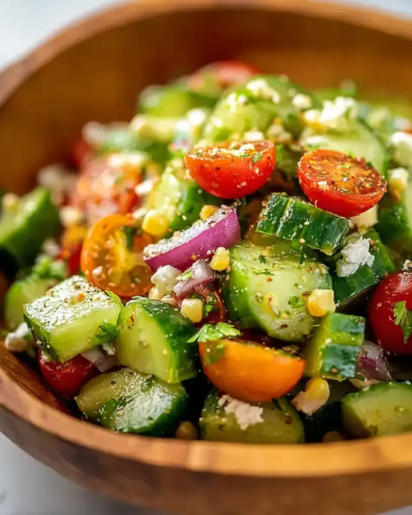 A delicious plate of Best Mexican Cucumber Salad