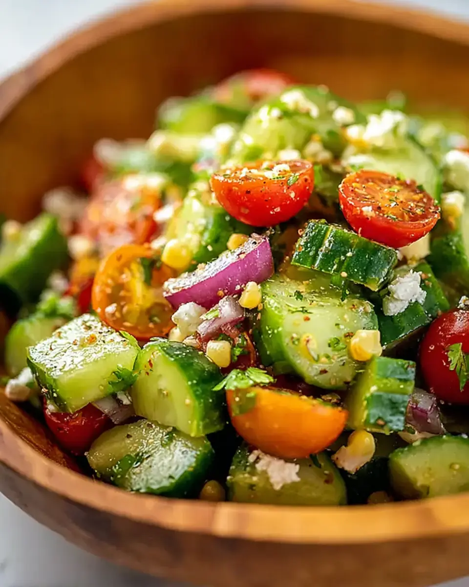 A delicious plate of Best Mexican Cucumber Salad