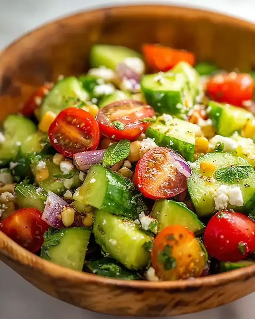 A delicious plate of Best Mexican Cucumber Salad