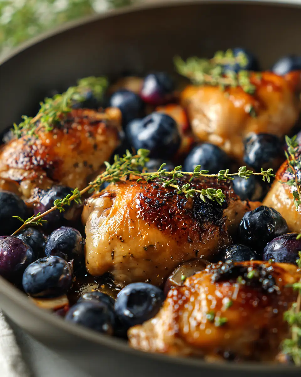 A delicious plate of Blueberry Thyme Chicken