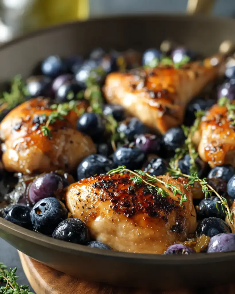 A delicious plate of Blueberry Thyme Chicken