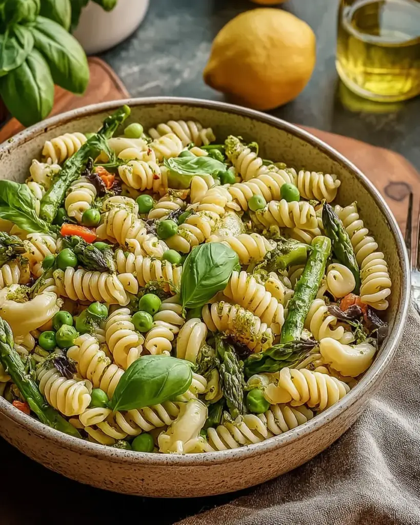 A delicious plate of Bright and Fresh Spring Pasta Salad for Your Table