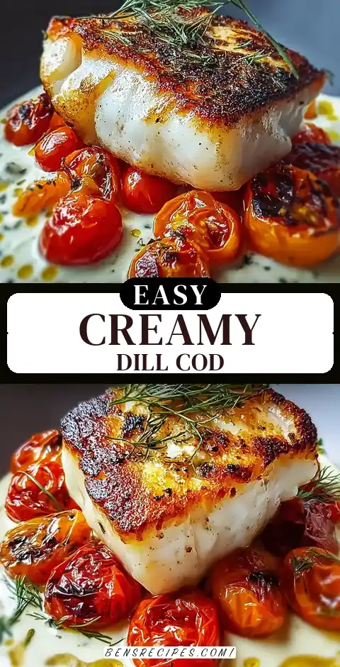 Grilled Cod with Roasted Tomatoes & Creamy Dill Sauce