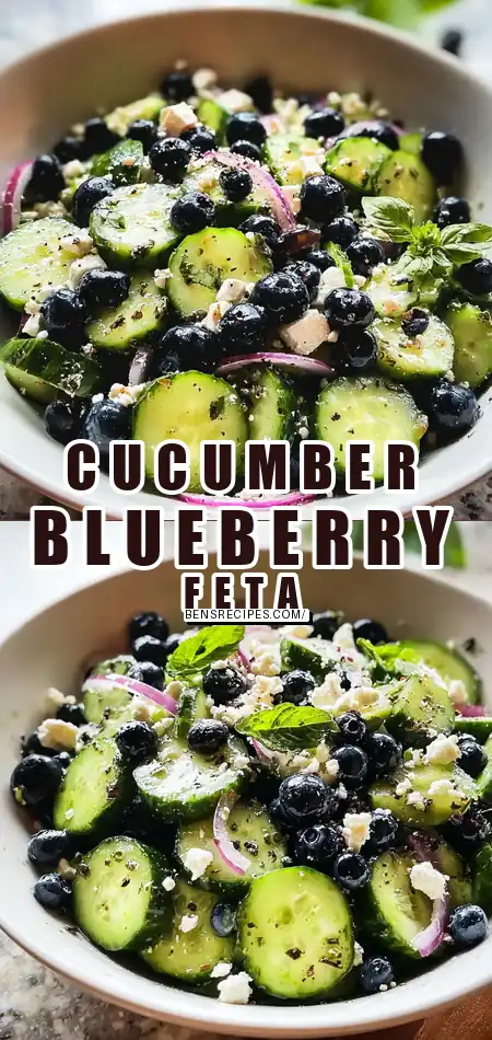 Cucumber Salad with Blueberries and Feta Cheese delights your taste buds!