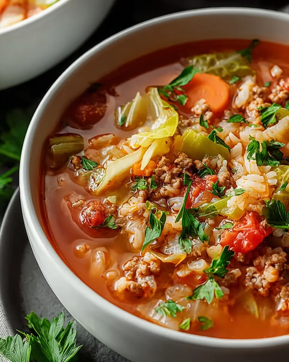 A delicious plate of Cabbage Roll Soup: A Hearty and Simple Recipe