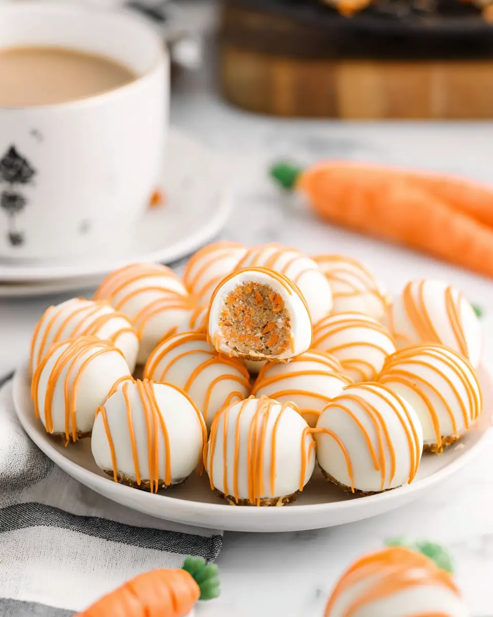 A delicious plate of Carrot Cake Cheesecake Bites