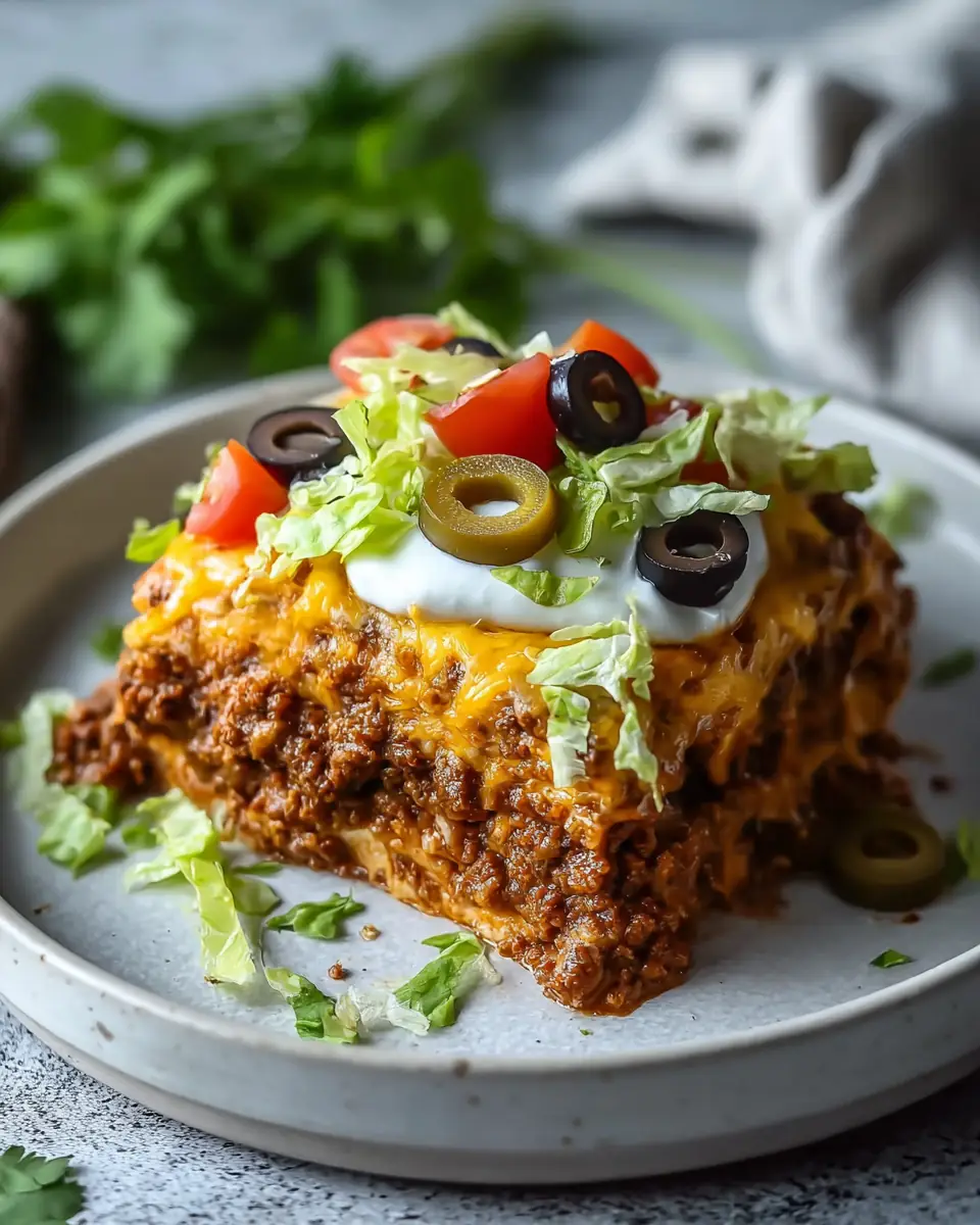 A delicious plate of Cheesy Low Carb Taco Casserole! Easy & Delicious Dinner