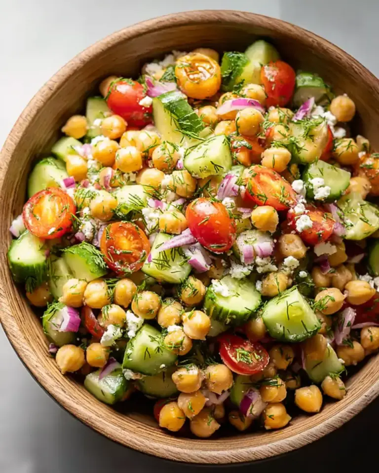 A delicious plate of Chickpea Cucumber Salad (The Ultimate Refreshing Recipe)