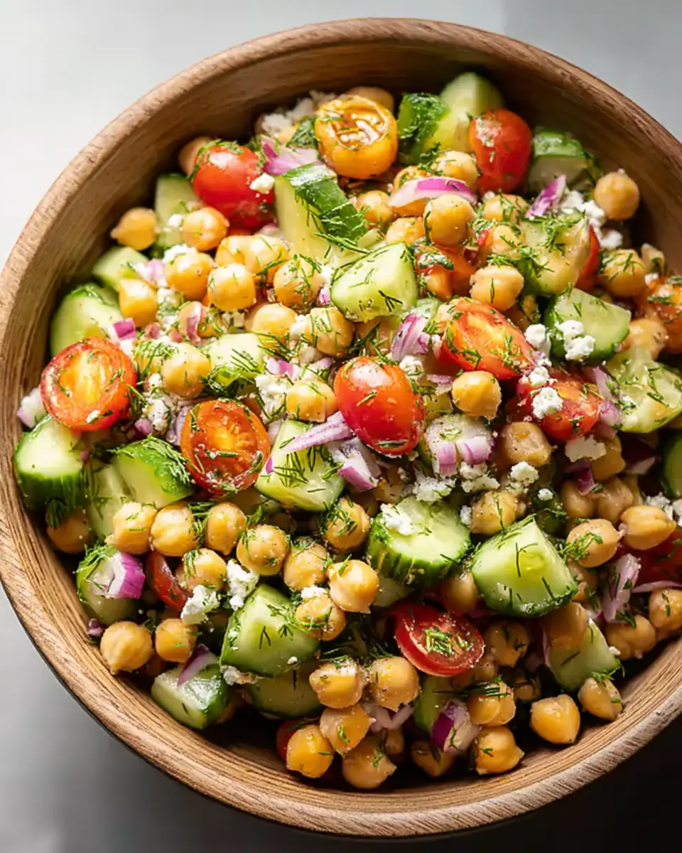 A delicious plate of Chickpea Cucumber Salad (The Ultimate Refreshing Recipe)