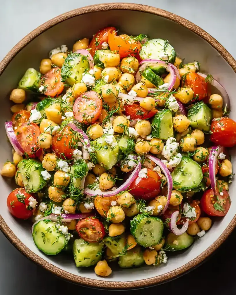 A delicious plate of Chickpea Cucumber Salad (The Ultimate Refreshing Recipe)