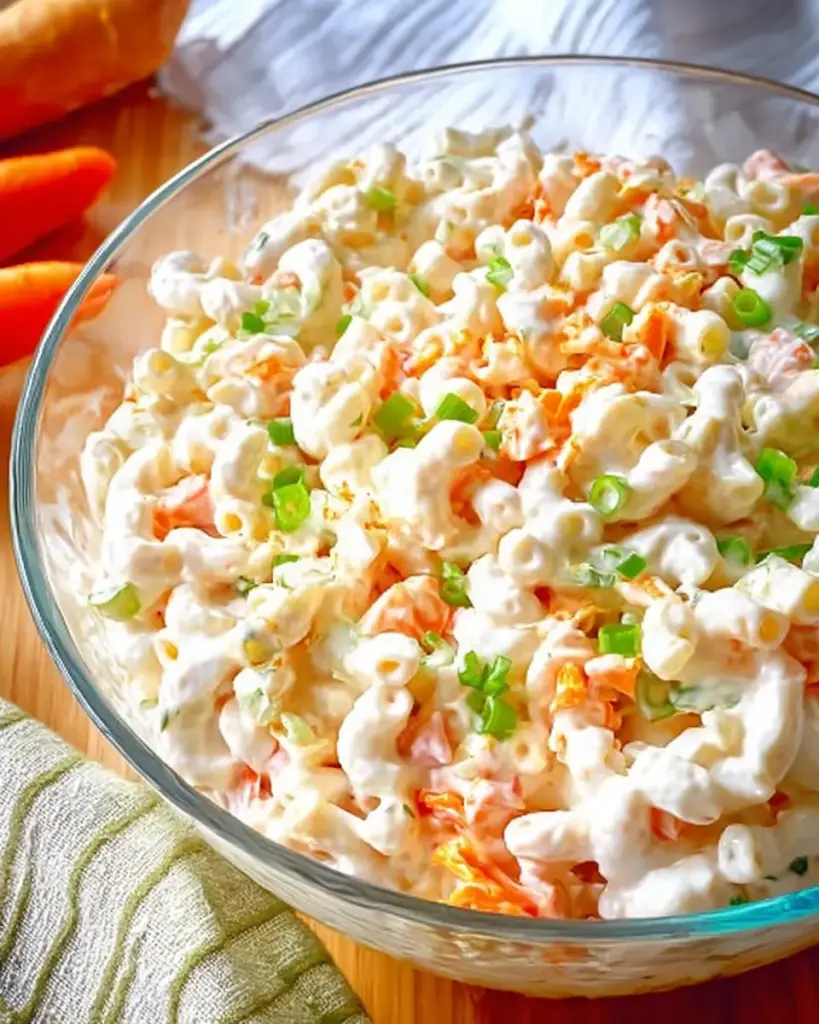 A delicious plate of Classic Hawaiian Macaroni Salad