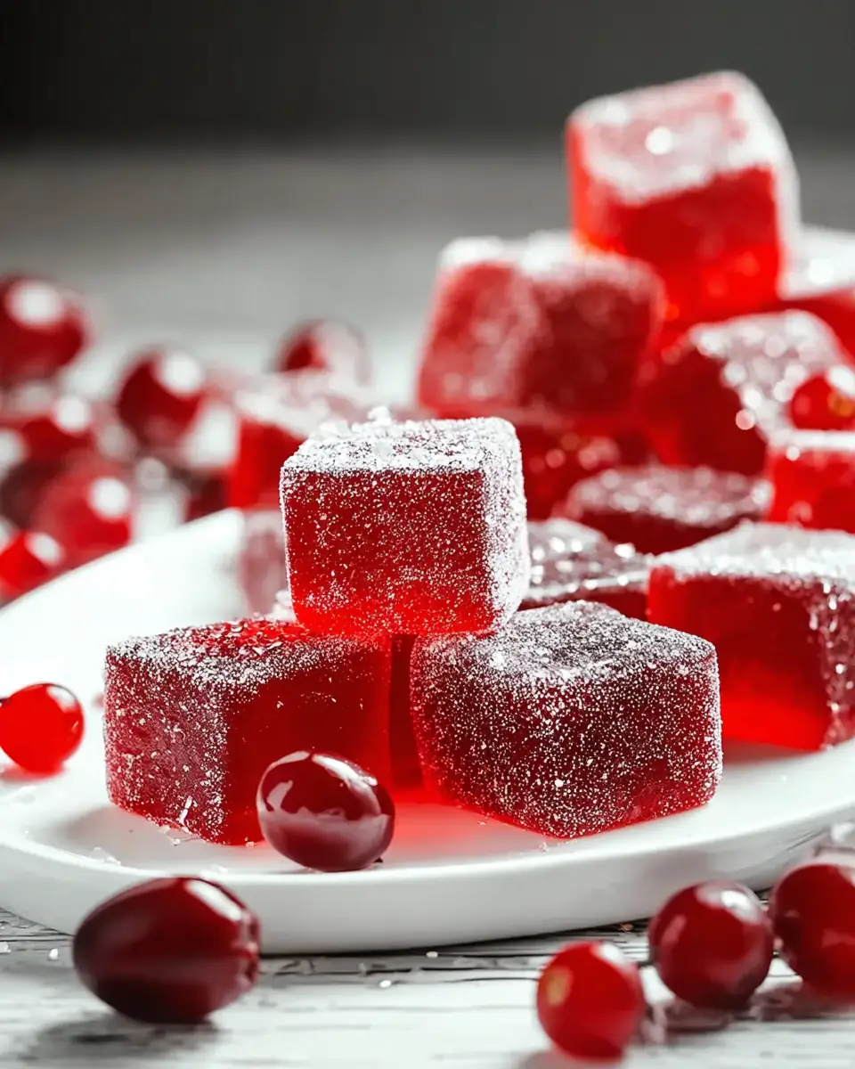 A delicious plate of Cranberry Jelly Candies: Festive Treats to Brighten Your Holidays