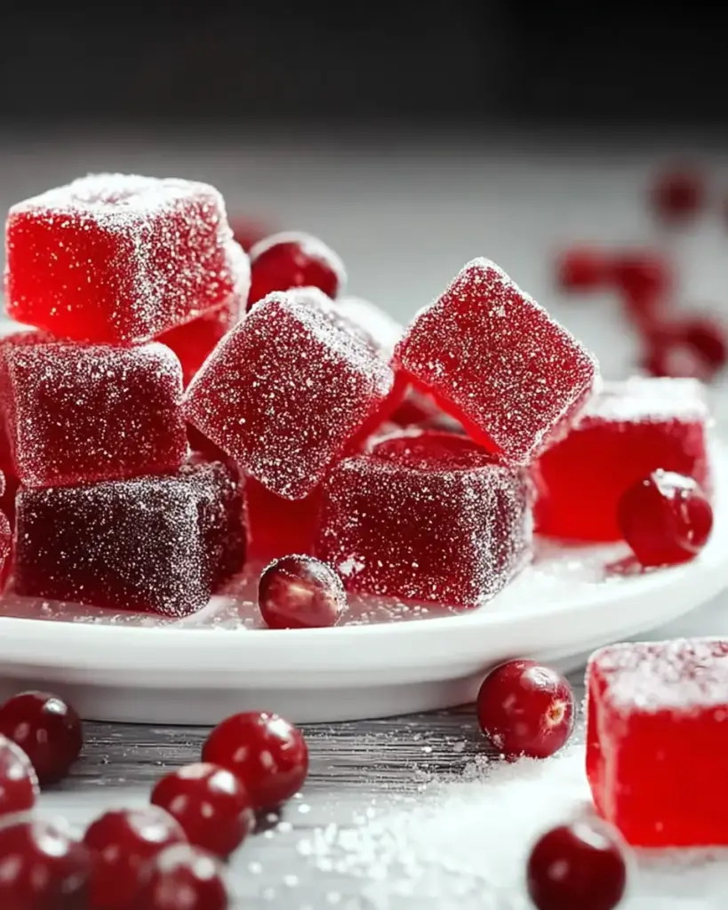 A delicious plate of Cranberry Jelly Candies: Festive Treats to Brighten Your Holidays