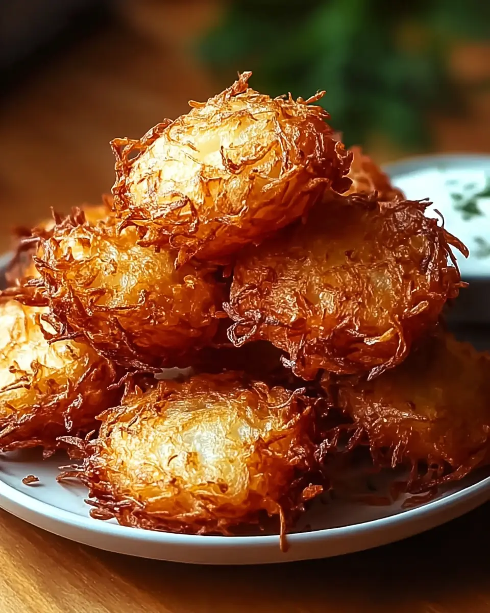 A delicious plate of Crispy Amish Onion Fritters: Perfectly Sweet & Savory Bites