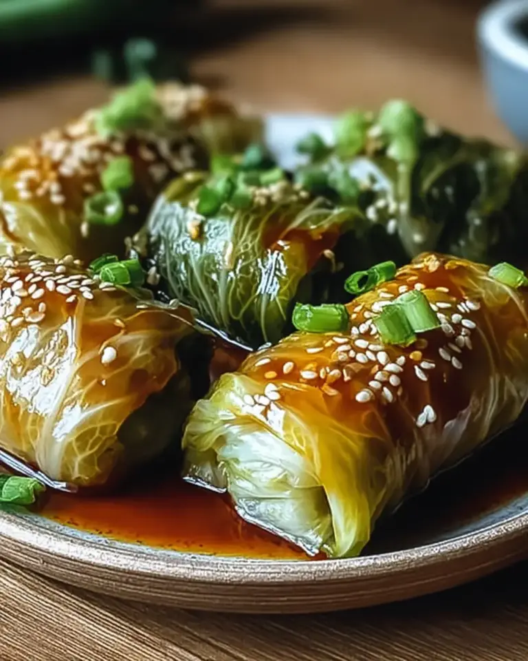 A delicious plate of Crispy Asian Cabbage Rolls with Ginger Soy Glaze Delight Recipe