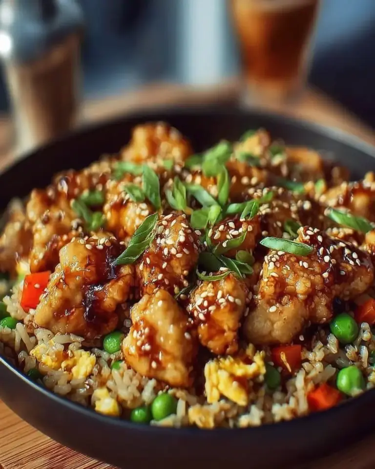 A delicious plate of Crispy Garlic Chicken Fried Rice