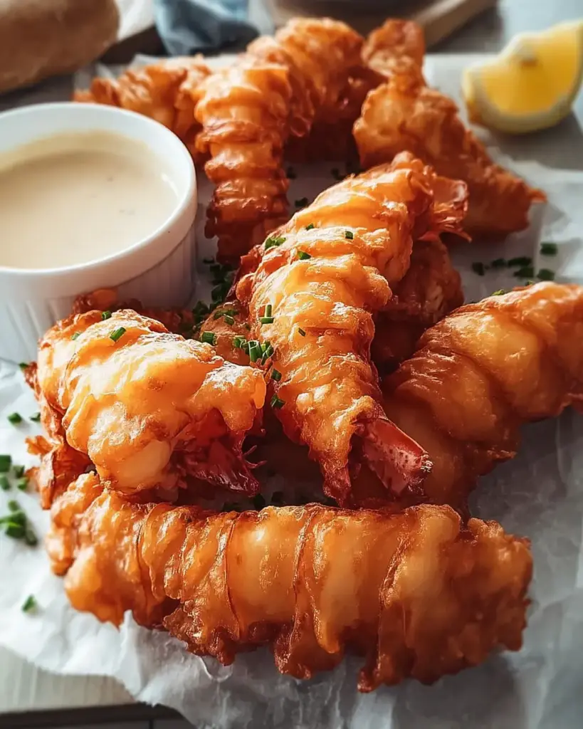A delicious plate of Deep-Fried Lobster Tails Recipe